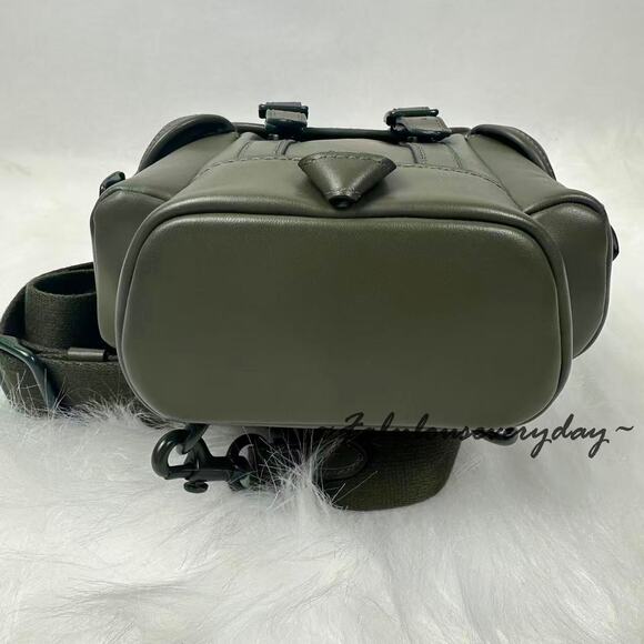 Coach Men's Hitch Backpack 13 In Leather/Army Green CR852 NWT - Picture 8 of 9